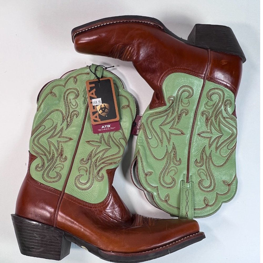 Ariat Ladies' Cowgirl Boots Green & Brown- NWT